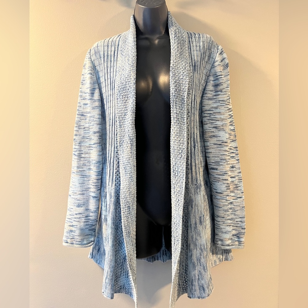 Ladies blue and grey cardigan sweater